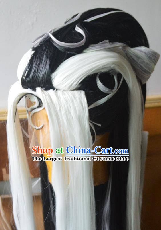 China Cosplay Demon Queen Hairpieces Ancient Empress Wigs Headdress Traditional Puppet Show Taoist Nun Hair Accessories