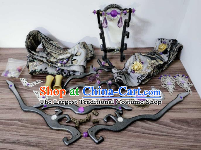 Chinese Traditional Puppet Show Swordsman Headpieces Ancient Taoist Priest Hair Accessories Handmade Cosplay Immortal Headdress