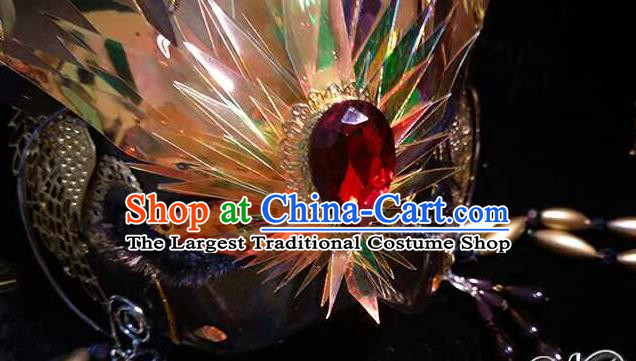 Chinese Ancient Emperor Hair Accessories Handmade Cosplay Swordsman Headpieces Traditional Puppet Show King Hair Crown