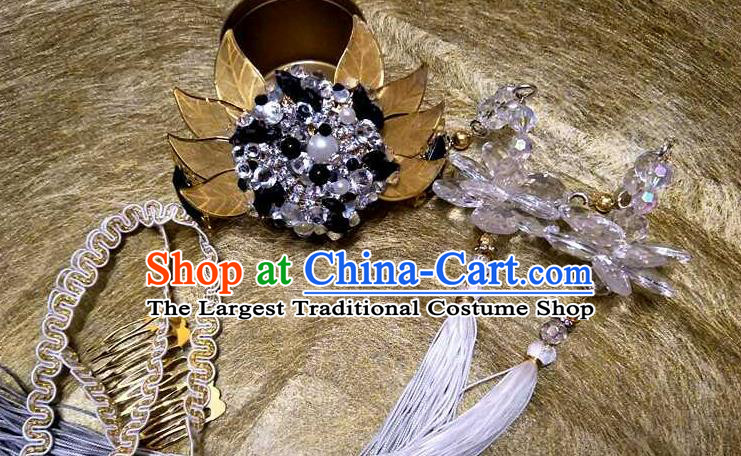 Chinese Handmade Cosplay Swordsman Headpieces Traditional Puppet Show Tan Wuyu Hairdo Crown Ancient Immortal Hair Accessories