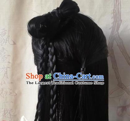 China Traditional Song Dynasty Young Lady Hair Accessories Cosplay Female Knight Gu Xiang Wigs Headwear Ancient Swordswoman Hairpieces