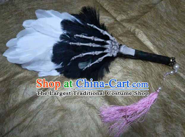 Custom Chinese Cosplay Performance Feather Fan Puppet Show Demon King Fan Props Handmade Swordsman Fans Accessories