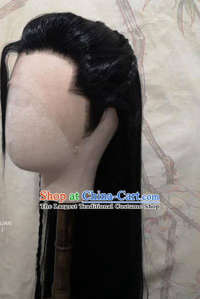 Chinese Handmade Cosplay Swordsman Hairpieces Drama Changge Xing A Shile Front Lace Wigs Headdress Ancient Young Knight Hair Accessories