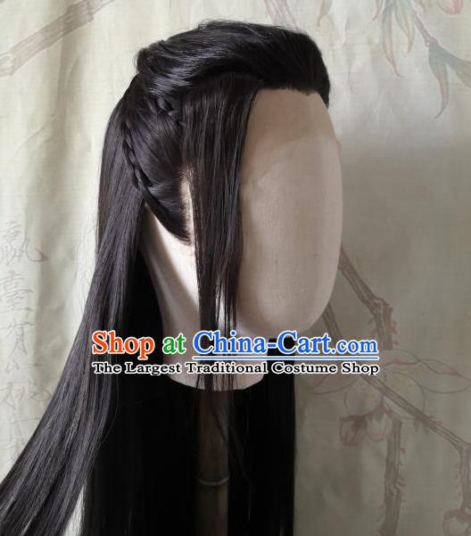 Chinese Handmade Cosplay Swordsman Hairpieces Drama Changge Xing A Shile Front Lace Wigs Headdress Ancient Young Knight Hair Accessories