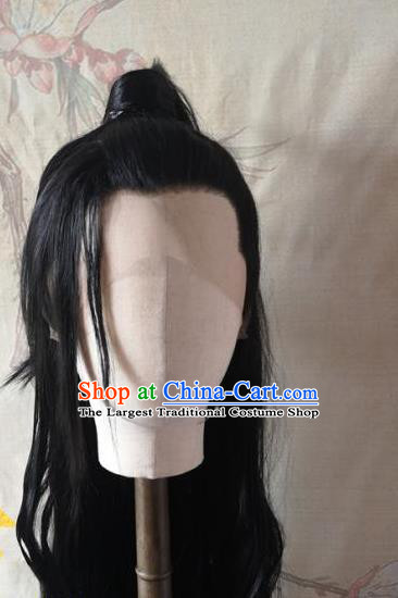 Chinese Jin Dynasty Young Childe Front Lace Wigs Headdress Ancient Swordsman Hair Accessories Handmade Cosplay Taoist Priest Hairpieces