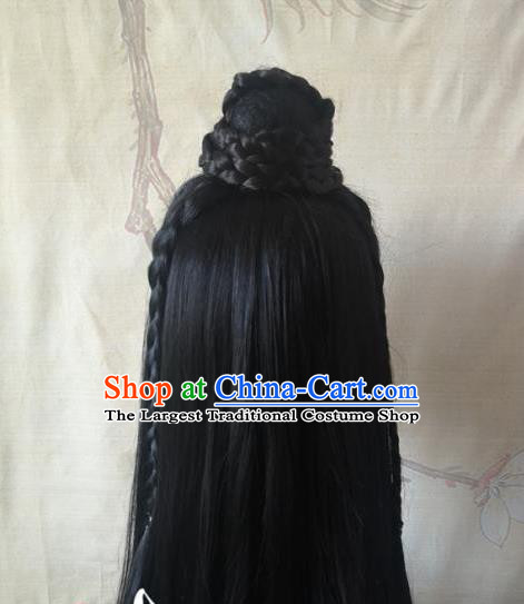 Chinese Handmade Cosplay Royal Prince Hairpieces Drama The Untamed Nie Mingjue Front Lace Wigs Headdress Ancient Swordsman Hair Accessories