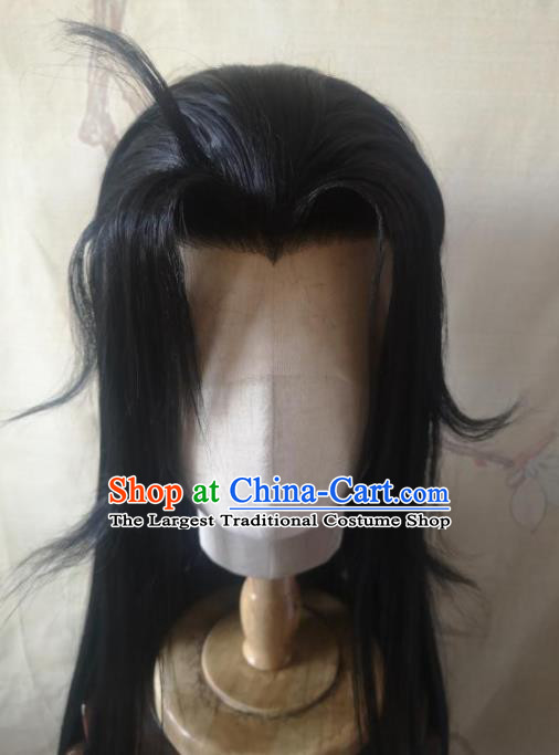 Chinese Handmade Cosplay Young Knight Hairpieces Ming Dynasty Hero Front Lace Wigs Headdress Ancient Swordsman Hair Accessories