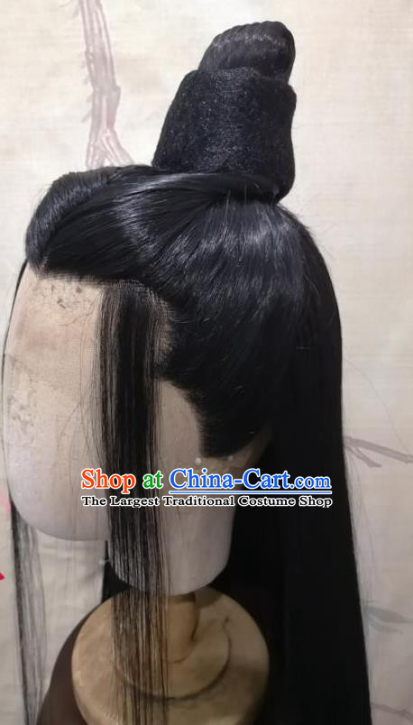 Chinese Traditional Hanfu Front Lace Wigs Headdress Ancient Young Childe Hair Accessories Handmade Cosplay Swordsman Hairpieces