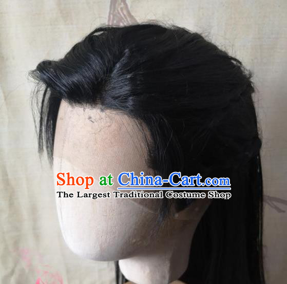 Chinese Traditional Hanfu Front Lace Wigs Headdress Ancient Prince Hair Accessories Handmade Cosplay Swordsman Li Chengye Hairpieces