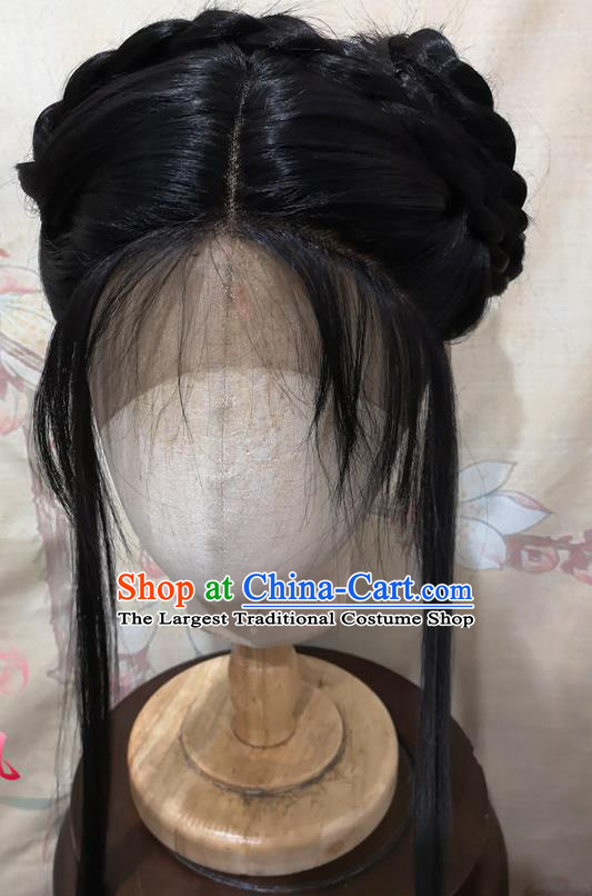 China Ancient Servant Girl Hairpieces Traditional Opera Young Lady Hair Accessories Cosplay Village Woman Bangs Wigs Headwear