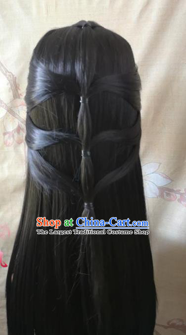 Chinese Ancient Prince Hair Accessories Cosplay Swordsman Hairpieces Traditional Hanfu Handmade Front Lace Wigs Headdress