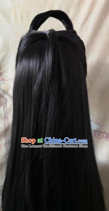 Chinese Traditional Hanfu Handmade Front Lace Wigs Headdress Ancient Young Hero Hair Accessories Cosplay Swordsman Hairpieces