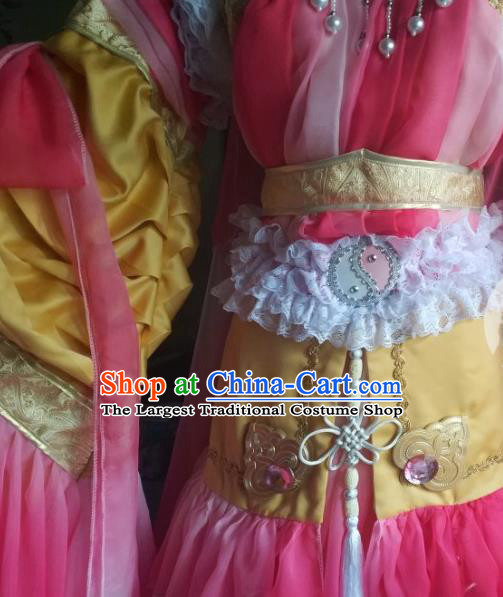 Custom Chinese Ancient Princess Clothing Cosplay Fairy Garment Costumes Puppet Show Young Lady Pink Dress Outfits