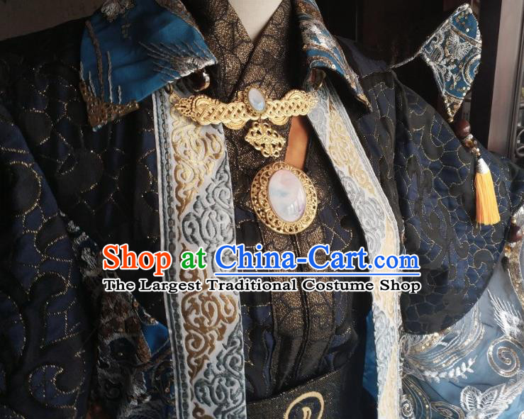 China Traditional Puppet Show Tan Wuyu Garment Costumes Cosplay Emperor Apparels Ancient Royal Highness Robe Clothing