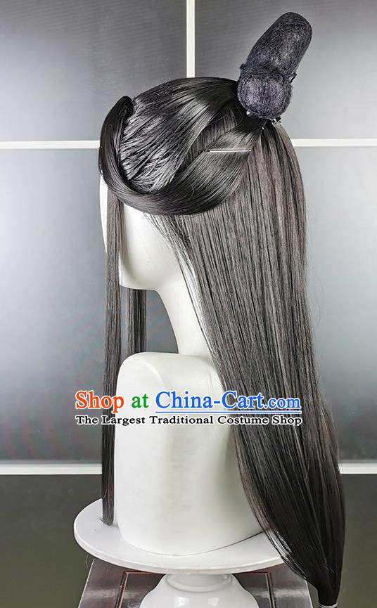 China Ancient Swordswoman Hairpieces Traditional Qin Dynasty Court Lady Hair Accessories Cosplay Imperial Consort Wigs Headwear