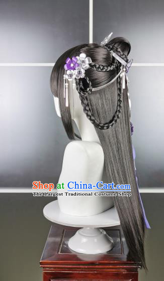 China Ancient Young Lady Hairpieces Traditional Game Role Princess Hair Accessories Cosplay Fairy Bangs Wigs and Hair Crown Headwear