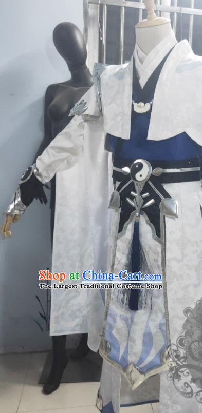 China Traditional JX Online Taoist Priest Li Wangsheng Garment Costumes Cosplay Swordsman Apparels Ancient Young General Clothing