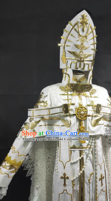 Professional Cartoon Role Hierarch Garment Costumes Cosplay Pope Clothing Halloween Performance Fashion and Hat