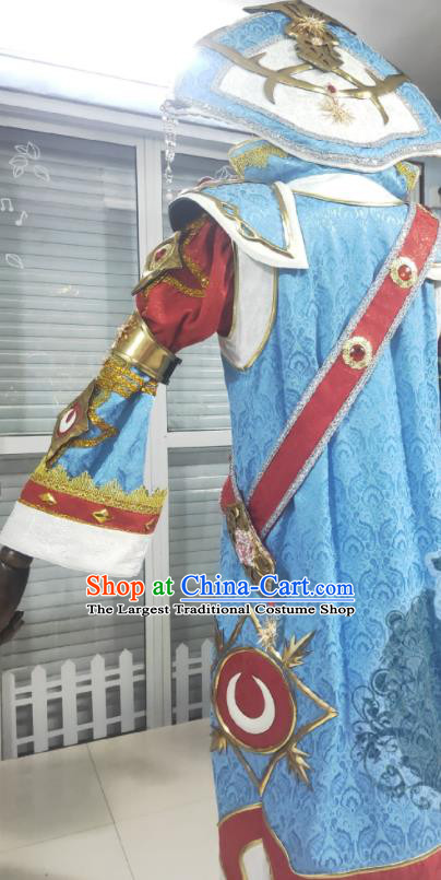 Professional Halloween Performance Blue Fashion Cartoon Role Demon King Garment Costumes Cosplay Count Clothing and Hat
