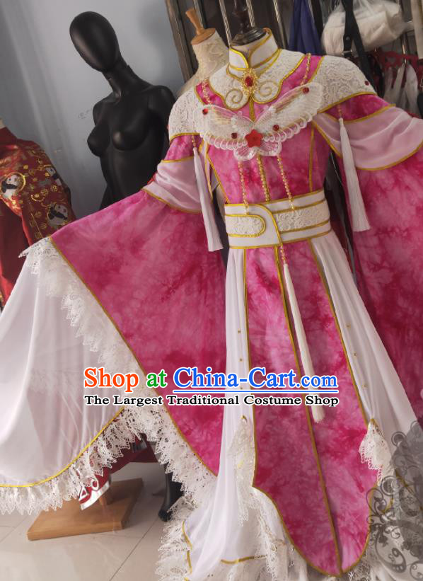 Custom Chinese Traditional Puppet Show Feng Piaopiao Pink Dress Outfits Ancient Palace Beauty Clothing Cosplay Fairy Princess Garment Costumes