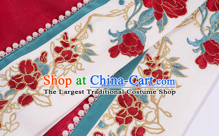 China Song Dynasty Empress Red Hanfu Dress Apparels Traditional Wedding Historical Clothing Ancient Court Beauty Garment Costumes