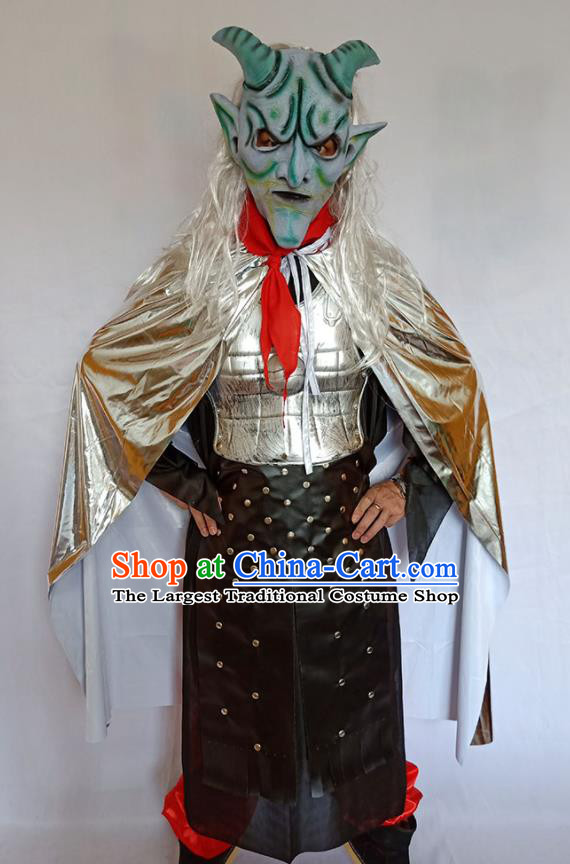 Top Journey to the West Silvery Horn King Cape Apparels Cosplay Monster Clothing Halloween Fancy Ball Garment Costume