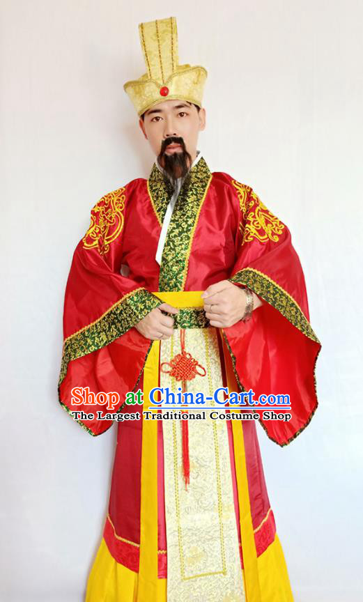 Top Halloween Fancy Ball Garment Costumes China Ancient Prime Minister Apparels Cosplay Wealth God Clothing
