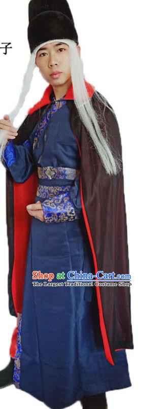 Top China Ancient Swordsman Blue Robe Apparels Cosplay Imperial Bodyguard Clothing Ming Dynasty Knight Garment Costumes and Hat