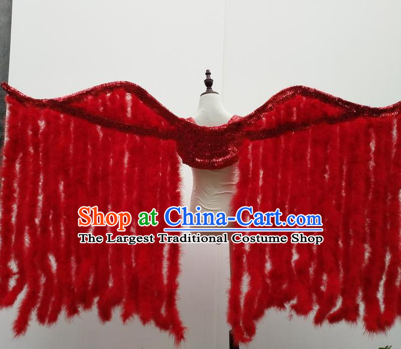 Top Cosplay Angel Props Stage Show Red Feather Tassel Wings Brazilian Carnival Accessories Halloween Catwalks Decorations