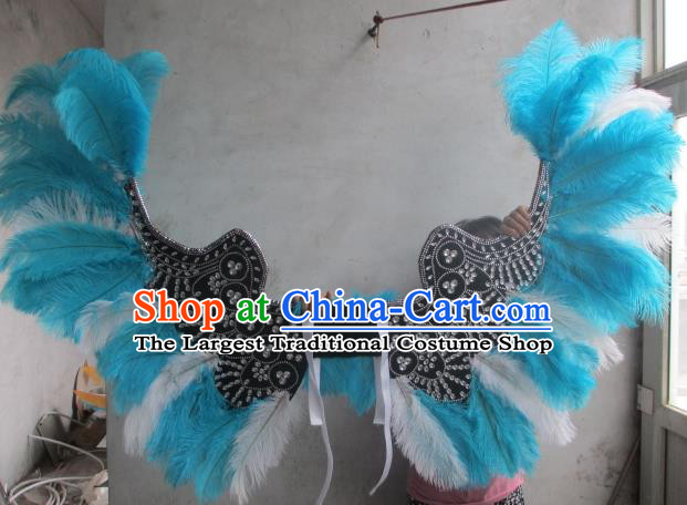 Top Halloween Catwalks Decorations Cosplay Angel Props Stage Show Blue Feather Butterfly Wings Brazilian Carnival Accessories