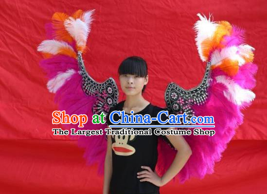 Top Brazilian Carnival Accessories Halloween Catwalks Decorations Cosplay Angel Props Stage Show Rosy Feather Butterfly Wings