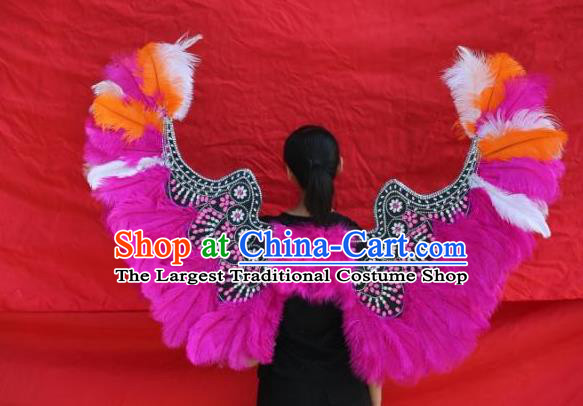 Top Brazilian Carnival Accessories Halloween Catwalks Decorations Cosplay Angel Props Stage Show Rosy Feather Butterfly Wings
