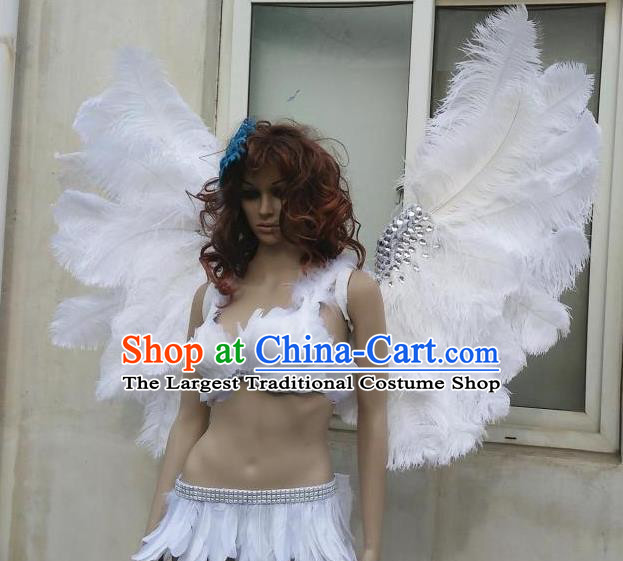 Top Stage Show White Feather Wings Brazilian Carnival Accessories Halloween Catwalks Decorations Cosplay Angel Props