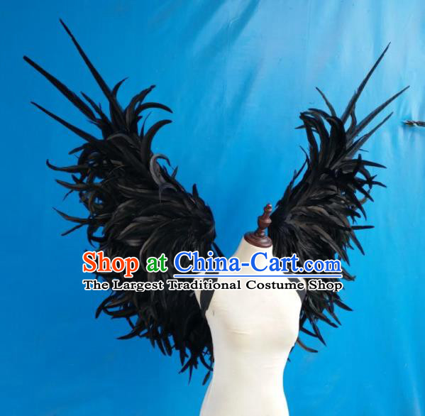 Top Opening Dance Deluxe Black Feather Wings Brazilian Parade Accessories Halloween Catwalks Back Decorations Cosplay Demon Angel Props
