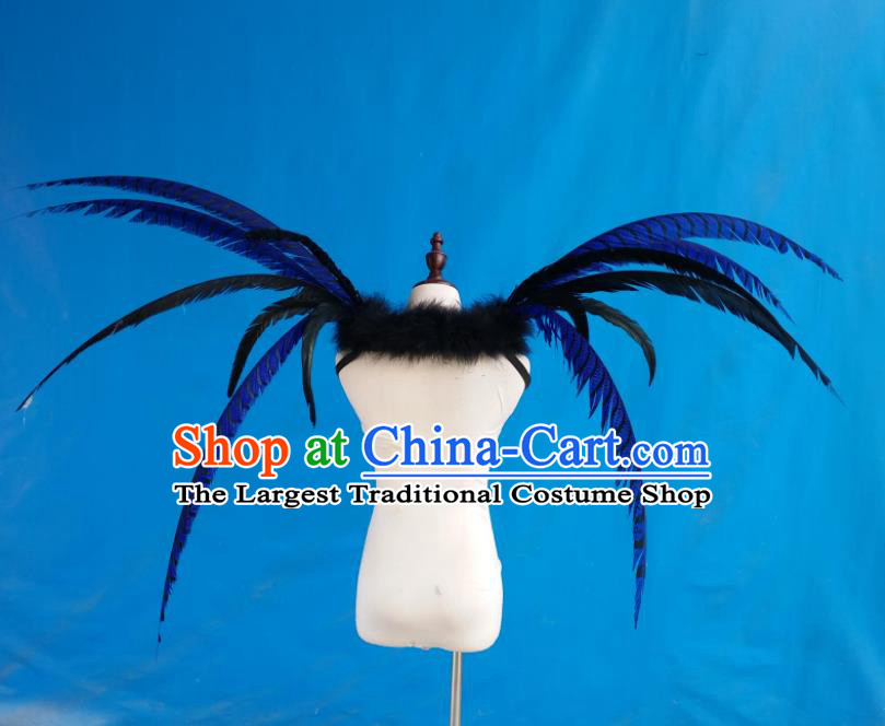 Top Brazilian Parade Accessories Halloween Catwalks Shoulder Decorations Cosplay Angel Props Opening Dance Blue Feather Wings