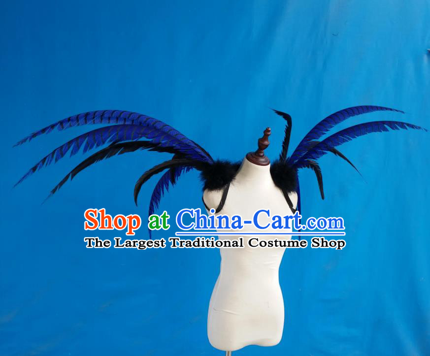 Top Brazilian Parade Accessories Halloween Catwalks Shoulder Decorations Cosplay Angel Props Opening Dance Blue Feather Wings