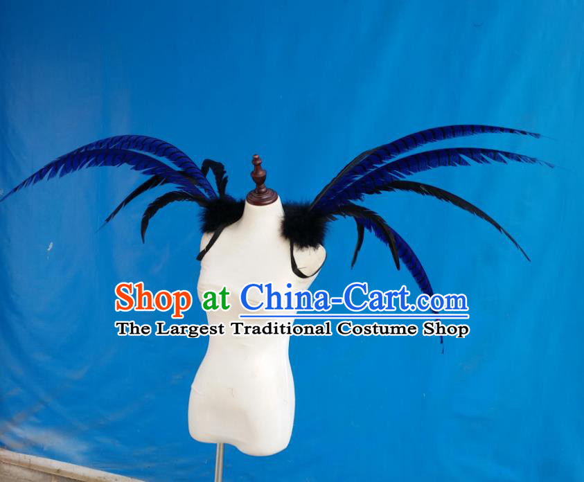 Top Brazilian Parade Accessories Halloween Catwalks Shoulder Decorations Cosplay Angel Props Opening Dance Blue Feather Wings