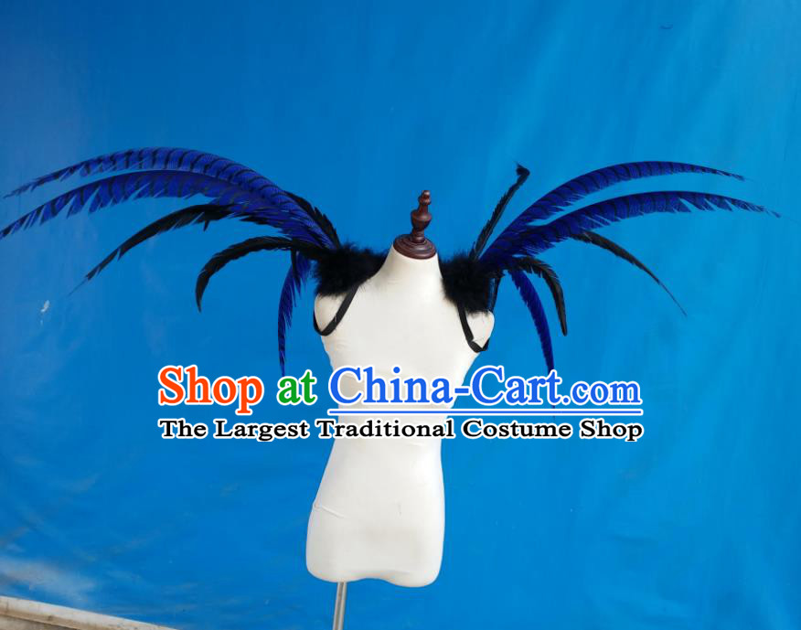 Top Brazilian Parade Accessories Halloween Catwalks Shoulder Decorations Cosplay Angel Props Opening Dance Blue Feather Wings