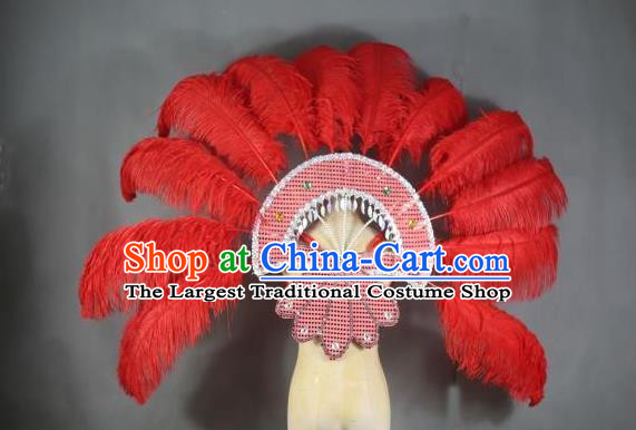 Top Halloween Cosplay Deluxe Back Decorations Miami Angel Catwalks Props Stage Show Red Ostrich Feather Wings Brazilian Parade Accessories