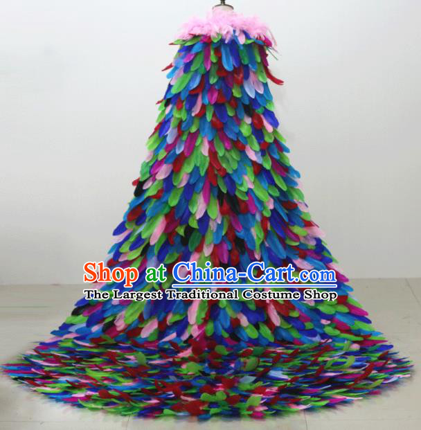 Custom Performance Mantle Halloween Stage Show Clothing Cosplay Angel Colorful Feathers Cloak Catwalks Fashion