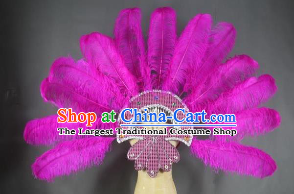 Top Brazilian Parade Accessories Halloween Cosplay Deluxe Back Decorations Miami Angel Catwalks Props Stage Show Purple Ostrich Feather Wings