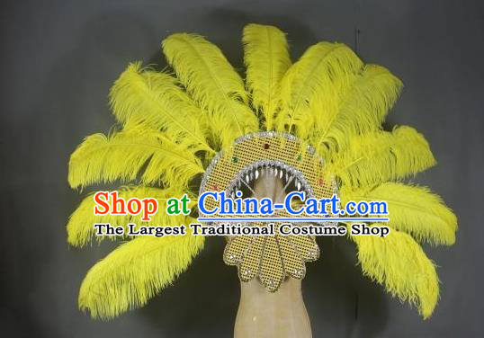 Top Miami Angel Catwalks Props Stage Show Yellow Ostrich Feather Wings Brazilian Parade Accessories Halloween Cosplay Deluxe Back Decorations