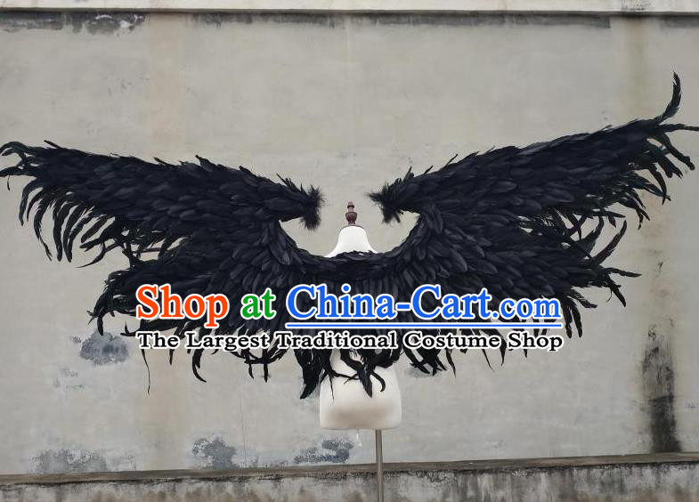 Top Cosplay Demon Angel Decorations Miami Catwalks Props Stage Show Black Feather Wings Brazilian Parade Back Accessories
