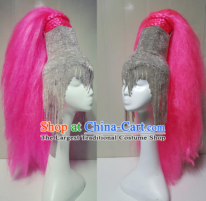 Handmade Stage Performance Giant Hair Crown Samba Dance Hair Accessories Rio Carnival Rosy Ponytail Hat Catwalks Headwear