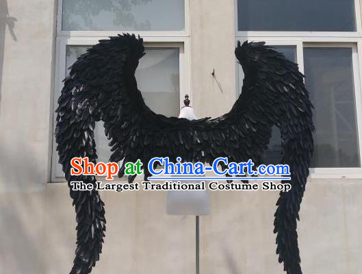 Top Miami Catwalks Angel Props Stage Show Black Feather Giant Wings Brazilian Parade Back Accessories Cosplay Devil Decorations