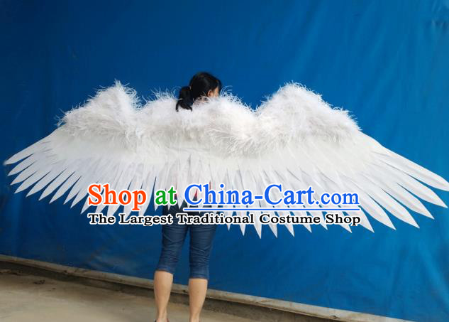 Top Opening Dance Deluxe White Feather Wings Brazilian Parade Catwalks Accessories Halloween Cosplay Back Decorations Miami Angel Props