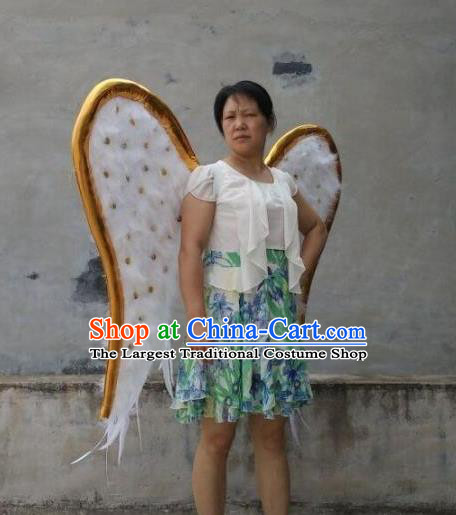 Top Halloween Cosplay Angel Decorations Miami Catwalks Props Stage Show White Feather Wings Opening Dance Back Accessories
