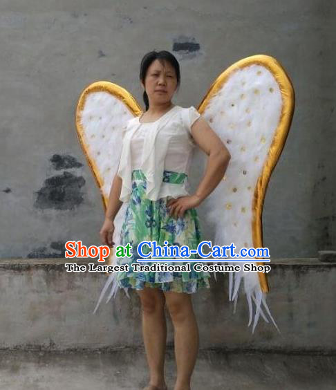 Top Halloween Cosplay Angel Decorations Miami Catwalks Props Stage Show White Feather Wings Opening Dance Back Accessories