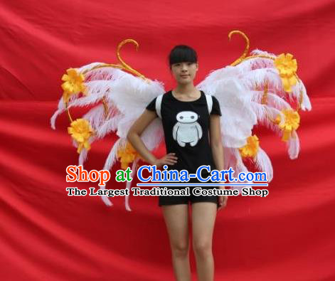 Top Opening Dance Back Accessories Halloween Cosplay Angel Decorations Miami Catwalks Props Stage Show White Feather Wings