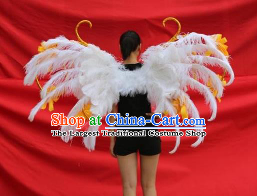 Top Opening Dance Back Accessories Halloween Cosplay Angel Decorations Miami Catwalks Props Stage Show White Feather Wings